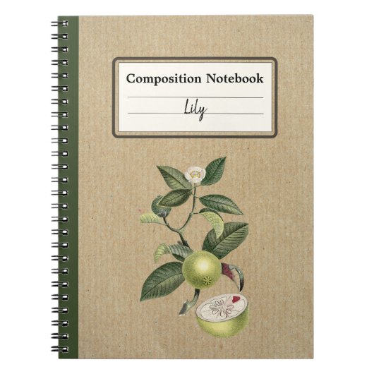 ヴィンテージグリーンマンゴスチン組成パーソナライズされた物 ノートブック (正面)