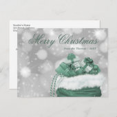 ヴィンテージグリーンメリークリスマスホリデーハガキ シーズンポストカード (正面/裏面)