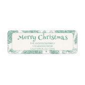 ヴィンテージグリーンメリークリスマスラインアートアドレス ラベル (正面)