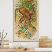 ヴィンテージグリーンモンキーオブバルバドスイラストレーション ポスター (キッチン)