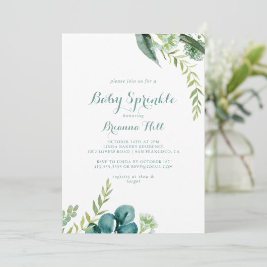 ヴィンテージグリーンユーカリベビー散布 招待状 (スタンド正面)