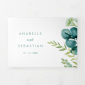 ヴィンテージグリーンユーカリ書結婚道 三つ折り招待状 (カバー)