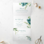 ヴィンテージグリーンユーカリ書結婚道 三つ折り招待状 (内部)