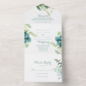 ヴィンテージグリーンユーカリ結婚プス オールインワン招待状 (内側)