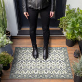 ヴィンテージグリーンリーウィリアム・モリス花の模様 ドアマット