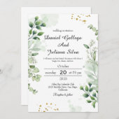 ヴィンテージグリーンリーレース結婚式招待状 招待状 (正面/裏面)