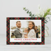 ヴィンテージグリーンレッドタータンチェック格子写真クリスマス シーズンカード (スタンド正面)