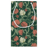 ヴィンテージグリーンレッドフローラカスタムメリークリスマス スモールペーパーバッグ (裏面)