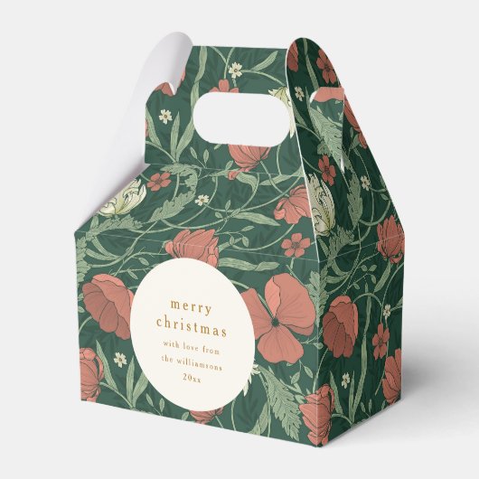 ヴィンテージグリーンレッドフローラカスタムメリークリスマス フェイバーボックス (正面サイド)