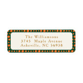 ヴィンテージグリーンレッドフローラホリデー差出人住所 ラベル (正面)