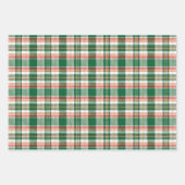 ヴィンテージグリーンレッド白い黄色の素朴なタータンチェックの格子柄 ラッピングペーパーシート (正面3)