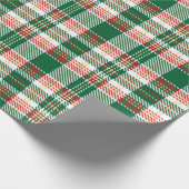 ヴィンテージグリーンレッド白い黄色の素朴なタータンチェックの格子柄 ラッピングペーパー (角)