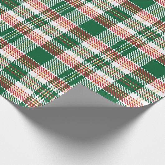 ヴィンテージグリーンレッド白い黄色の素朴なタータンチェックの格子柄 ラッピングペーパー (角)
