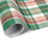 ヴィンテージグリーンレッド白い黄色の素朴なタータンチェックの格子柄 ラッピングペーパー (ロールコーナー)