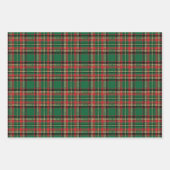 ヴィンテージグリーンレッド黒の黄色の素朴なタータンチェック ラッピングペーパーシート (正面2)