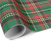 ヴィンテージグリーンレッド黒の黄色の素朴なタータンチェック ラッピングペーパー (ロールコーナー)
