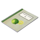 ヴィンテージグリーンレモンイラストレーションパーソナライズされたComp ノートブック (左側)