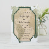 ヴィンテージグリーンワールド旅行をテーマ結婚にした 招待状 (スタンド正面)