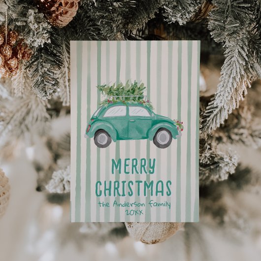 ヴィンテージグリーン予測できなハンドドロークリスマスカーツリー シーズンカード