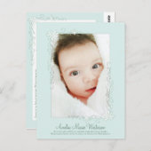 ヴィンテージグリーン出産のお知らせ男女兼用 ポストカード (正面/裏面)