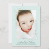 ヴィンテージグリーン出産のお知らせ男女兼用 招待状 (正面)