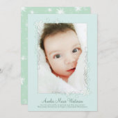 ヴィンテージグリーン出産のお知らせ男女兼用 招待状 (正面/裏面)