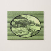 ヴィンテージグリーン女性ジグソーパズル ジグソーパズル (横)