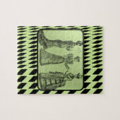 ヴィンテージグリーン女性ジグソーパズル ジグソーパズル (横)