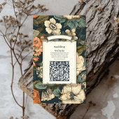 ヴィンテージグリーン秋結婚の花 エンクロージャーカード