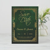 ヴィンテージグリーン素朴おとぎ話ブックカバーテーマ セーブザデート (スタンド正面)