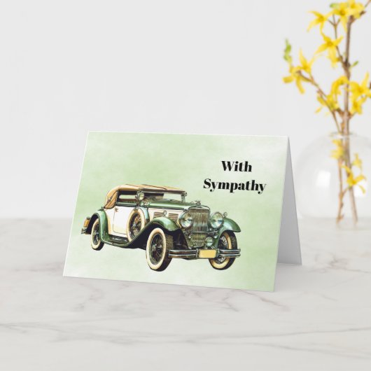 ヴィンテージグリーン自動水カラー悔やみや弔慰 カード (黄色い花)
