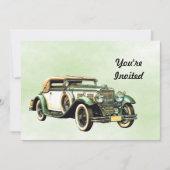ヴィンテージグリーン自動水カラー誕生日 招待状 (正面)