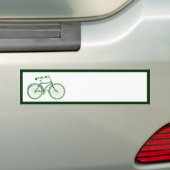 ヴィンテージグリーン自転車 バンパーステッカー (車上)