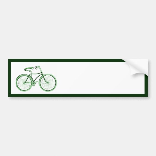 ヴィンテージグリーン自転車 バンパーステッカー (正面)