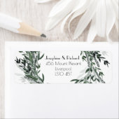 ヴィンテージグリーン葉差出人住所ラブル ラベル (インサイチュ)