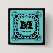 ヴィンテージグリーン装飾アルファベット名モノグラム