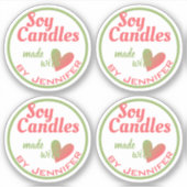 ヴィンテージグリーン赤とハートしょうゆろうそく シール (正面)