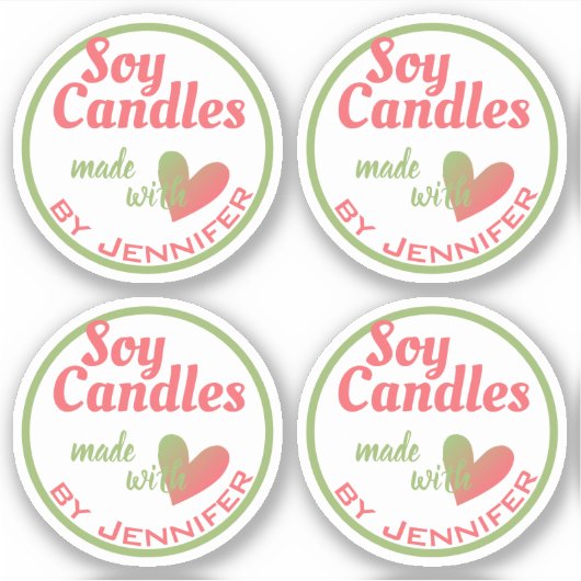 ヴィンテージグリーン赤とハートしょうゆろうそく シール (正面)