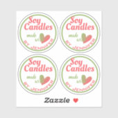 ヴィンテージグリーン赤とハートしょうゆろうそく シール (シート)