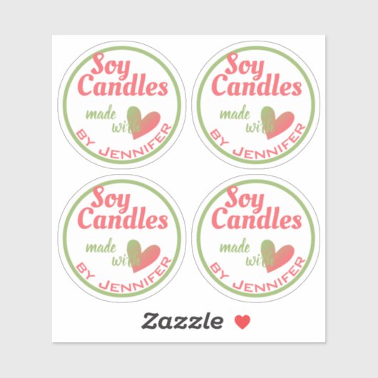 ヴィンテージグリーン赤とハートしょうゆろうそく シール (シート)