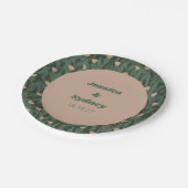 ヴィンテージグリーン赤面フローラボ結婚ホカスタムズ ペーパープレート (アングル)