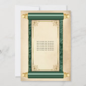 ヴィンテージグリーン金ゴールドスクロエレガントールキンセニェラ 招待状 (裏面)