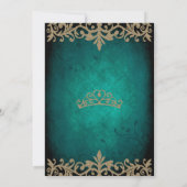 ヴィンテージグリーン金ゴールドプリンセスティアラキンセアニラ 招待状 (裏面)