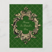 ヴィンテージグリーン金ゴールド華美St patricks day シーズンポストカード (正面)
