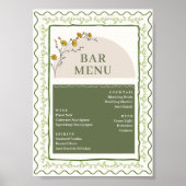 ヴィンテージグリーン&クリームフローラバードリンクメニュー ポスター (正面)