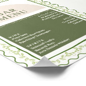 ヴィンテージグリーン&クリームフローラバードリンクメニュー ポスター (角)