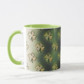 ヴィンテージグリーン、グレーとオレンジのシャムロックセントパトリック マグカップ (左)