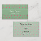 ヴィンテージグリーン(ピンクの水玉模様パターン) 名刺 (正面/裏面)