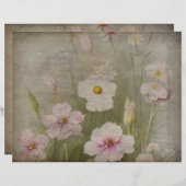 ヴィンテージグリーン&ホワイトスクラップブック紙 (正面/裏面)