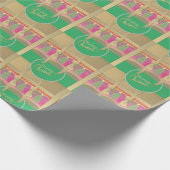 ヴィンテージグリーン「メリークリスマス」「ハッピーホリデー」 ラッピングペーパー (角)